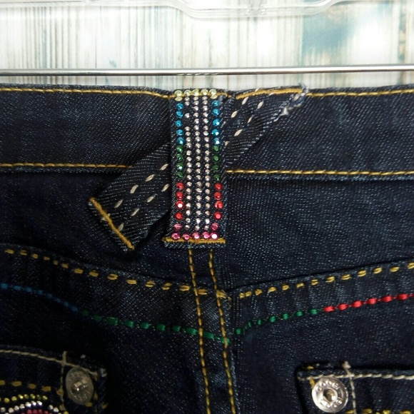 Coogi dark wash rainbow rhinestone pockets size 7/8 - Picture 6 of 8